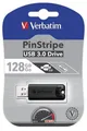 128GB USB Flash disk PinStripe, USB 3.0, VERBATIM, čierny