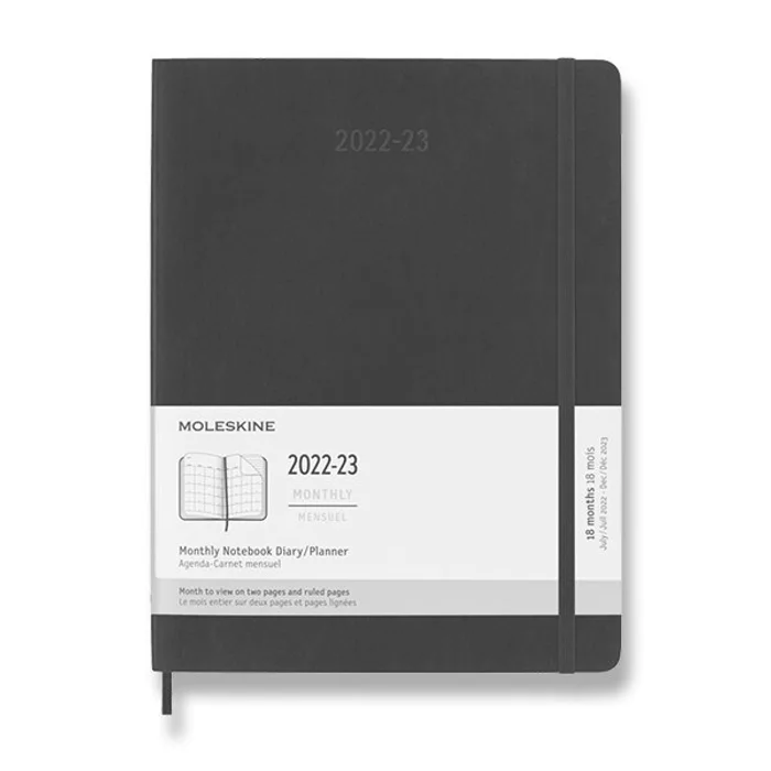 Hlavný obrázok produktu 18měsíční diář Moleskine 2022-23 - měkké desky XL, měsíční, černý