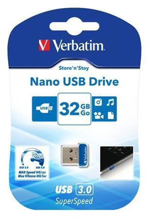 Hlavný obrázok produktu 32GB USB Flash 3.0, 80/25 MB/sec, VERBATIM "NANO STORE ´N´ STAY"