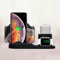 3v1 bezdrôtová nabíjačka, pre telefón, Apple Watch a Airpods, čierna, 5/9V, 15W, Qi