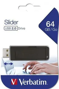 64GB USB Flash 2.0 Slider, VERBATIM, čierny