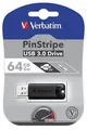 64GB USB Flash disk PinStripe, USB 3.0, VERBATIM, čierny