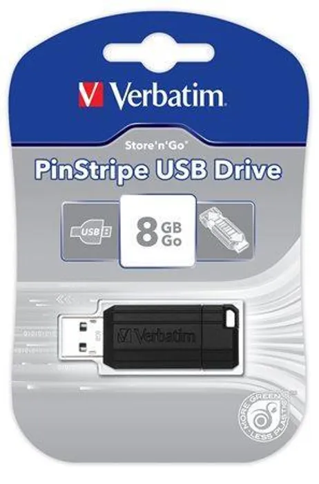 Hlavný obrázok produktu 8GB USB Flash 2.0, 10/4MB/sec, Pin Stripe, VERBATIM, černý