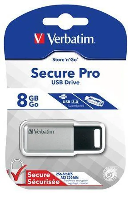 Hlavný obrázok produktu 8GB USB Flash 3.0, 100/35 MB/sec, PC & MAC, VERBATIM "SECURE DATA PRO", šedá