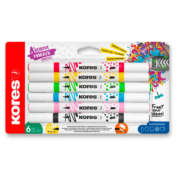 Hlavný obrázok produktu Akrylové popisovače Kores Kreative Markers - sada 6 barev