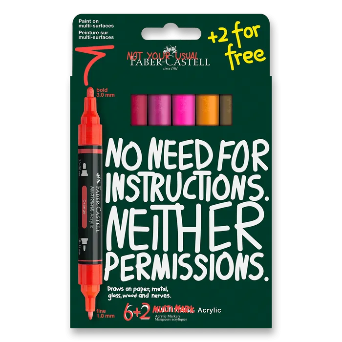 Hlavný obrázok produktu Akrylový popisovač Faber-Castell Multimark Flame [6+2 ks]