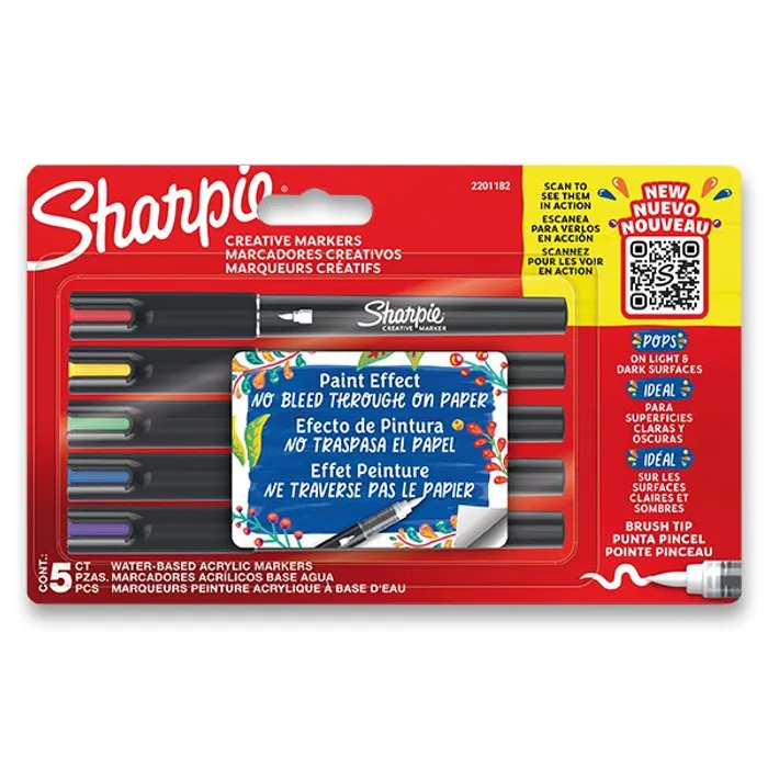 Hlavný obrázok produktu Akrylový popisovač Sharpie Acrylic Marker Brush sada 5 barev