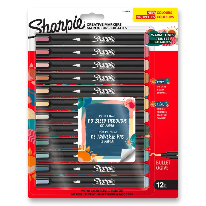 Hlavný obrázok produktu Akrylový popisovač Sharpie Acrylic Marker Bullet Fine Warm Tones [12ks]