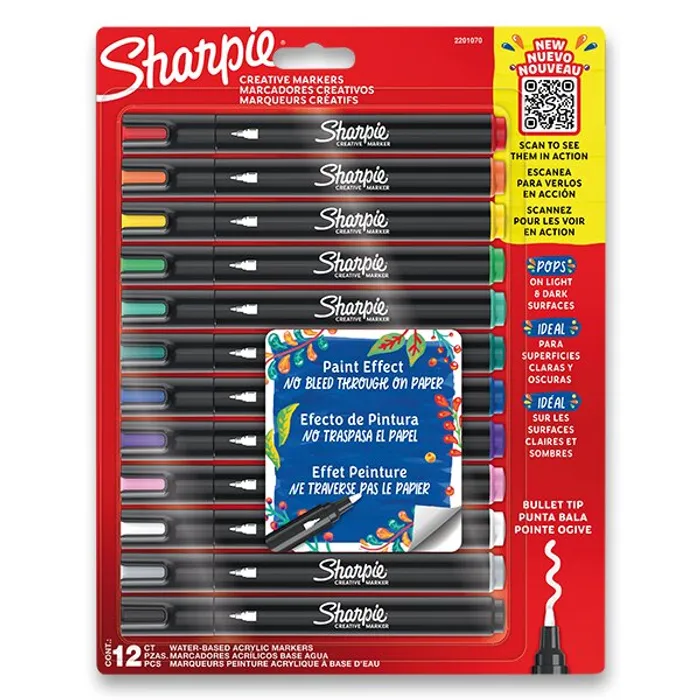Hlavný obrázok produktu Akrylový popisovač Sharpie Acrylic Marker Bullet sada 12 barev