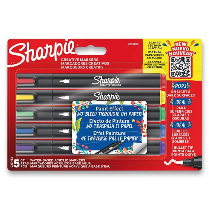 Hlavný obrázok produktu Akrylový popisovač Sharpie Acrylic Marker Bullet sada 5 barev