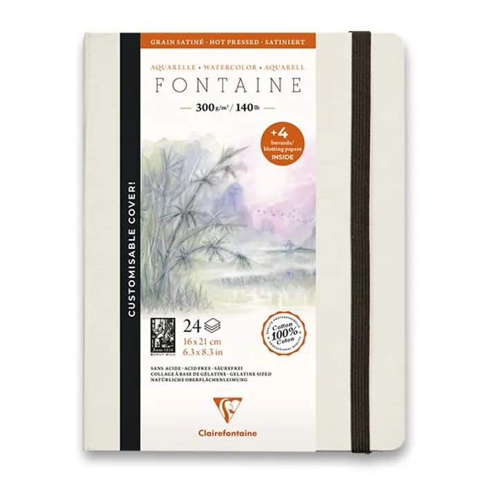 Hlavný obrázok produktu Akvarelové album Clairefontaine Fontaine Hot Pressed 21 x 16 cm, 24 listů, 300 g