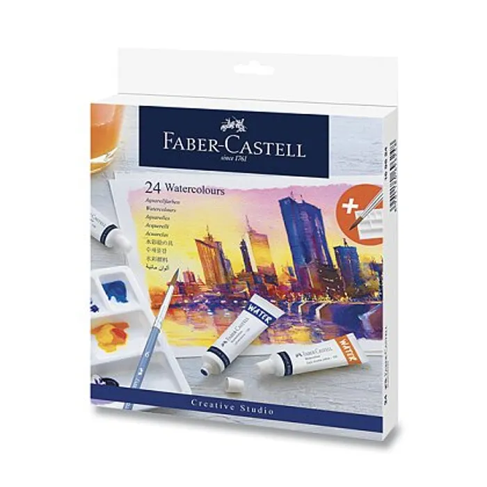 Hlavný obrázok produktu Akvarelové barvy Faber-Castell 169624, 24 barev, tuba 9 ml