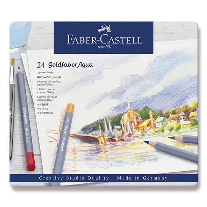 Hlavný obrázok produktu Akvarelové pastelky Faber-Castell 114624 Goldfaber Aqua plechová krabička, 24 barev