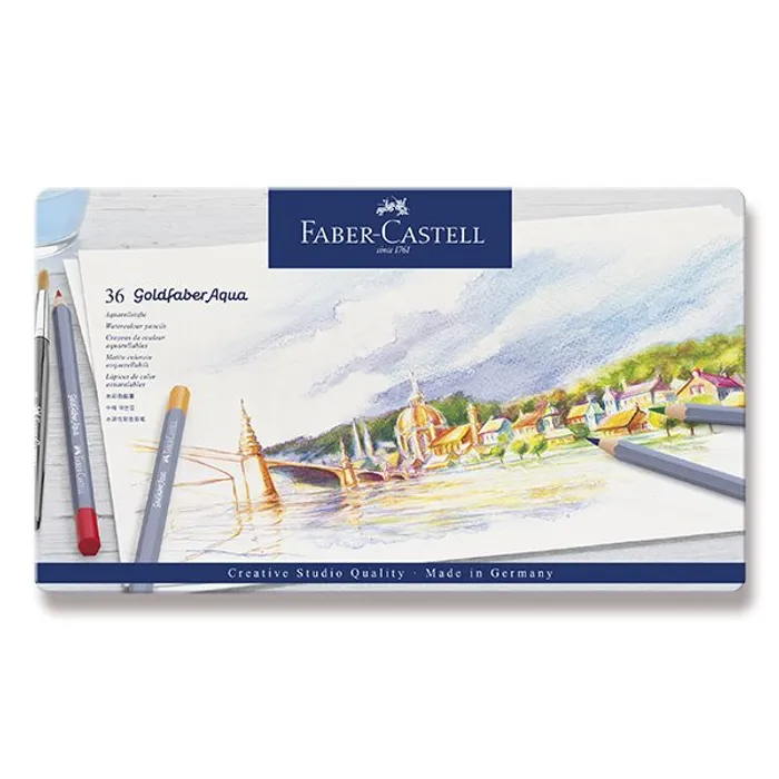 Hlavný obrázok produktu Akvarelové pastelky Faber-Castell 114636 Goldfaber Aqua plechová krabička, 36 barev