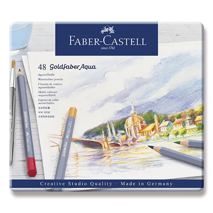 Hlavný obrázok produktu Akvarelové pastelky Faber-Castell 114648 Goldfaber Aqua plechová krabička, 48 barev