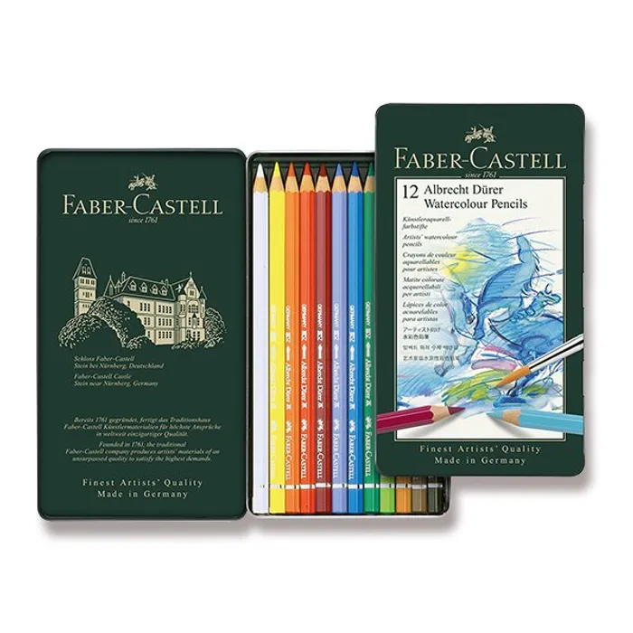 Hlavný obrázok produktu Akvarelové pastelky Faber-Castell 117512 Albrecht Dürer, plechová krabička 12 ks