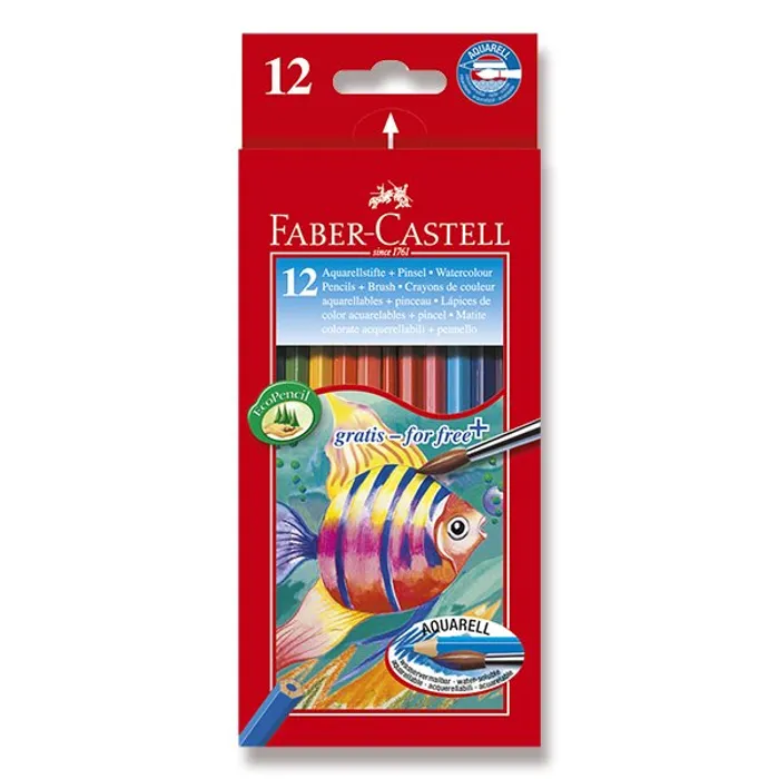 Hlavný obrázok produktu Akvarelové pastelky Faber-Castell 12 barev + štětec