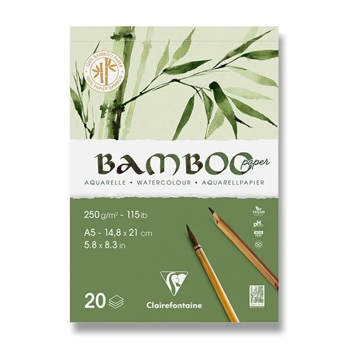 Hlavný obrázok produktu Akvarelový blok Clairefontaine Bamboo A5, 20 listů, 250 g