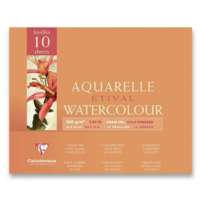 Hlavný obrázok produktu Akvarelový blok Clairefontaine Etival Cold Pressed 24 x 30 cm, 10 listů, 300 g