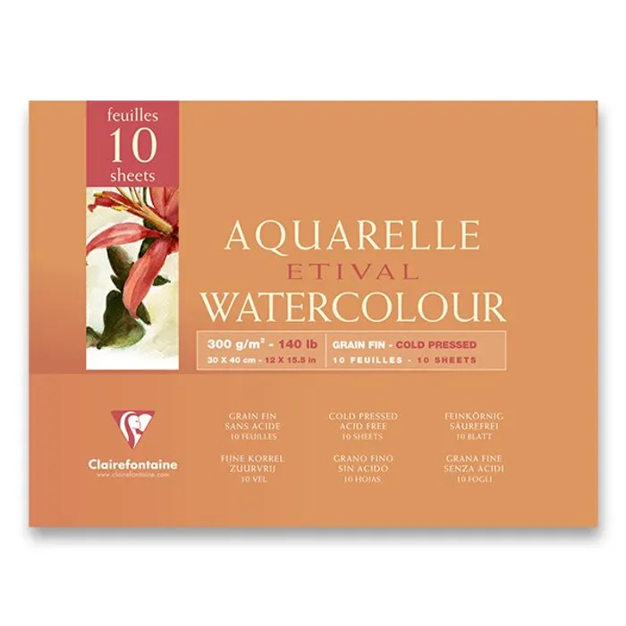 Hlavný obrázok produktu Akvarelový blok Clairefontaine Etival Cold Pressed 30 x 40 cm, 10 listů, 300 g