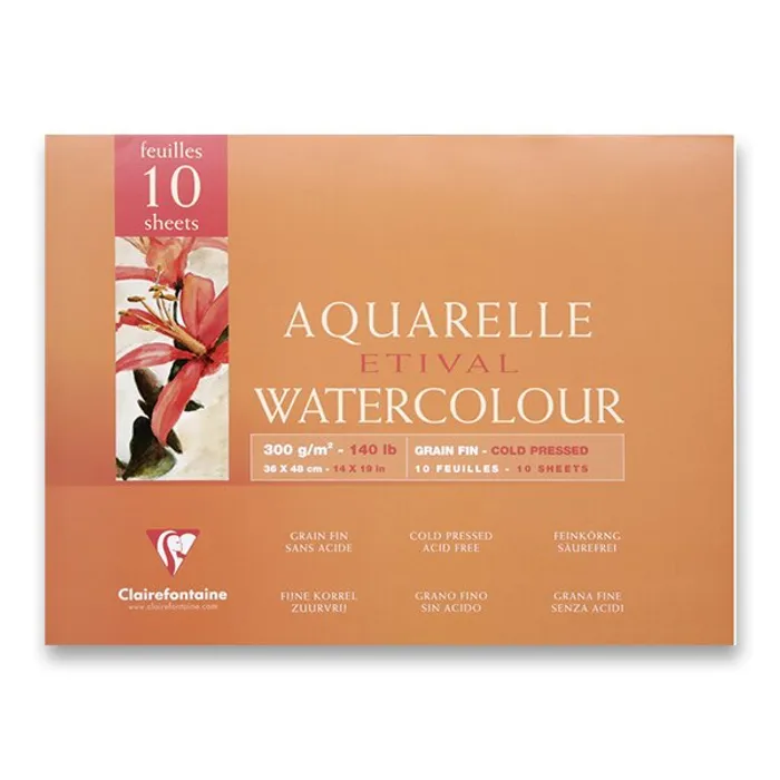 Hlavný obrázok produktu Akvarelový blok Clairefontaine Etival Cold Pressed 36 x 48 cm, 10 listů, 300 g