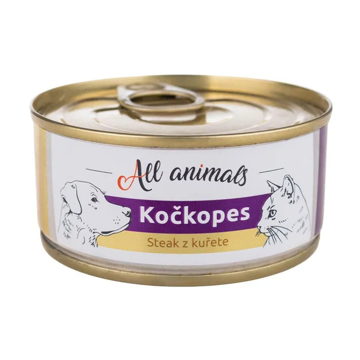 Hlavný obrázok produktu ALL ANIMALS konzerva KOČKOPES steak z kuřete, 100 g