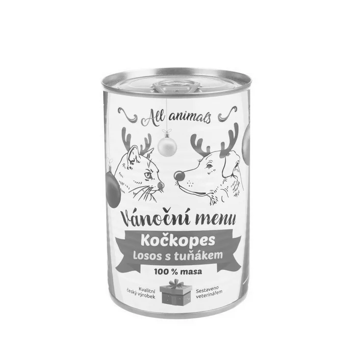 Hlavný obrázok produktu ALL ANIMALS Vánoční menu KOČKOPES - limitovaná edice konzerva losos mletý s tuňákem 400 g