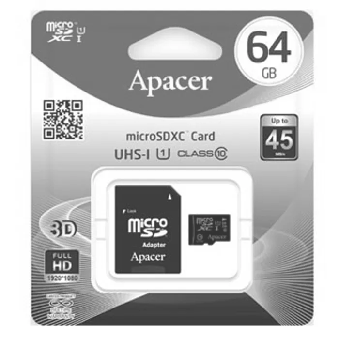 Hlavný obrázok produktu Apacer paměťová karta Secure Digital, 64GB, micro SDXC, AP64GMCSX10U1-R, UHS-I U1 (Class