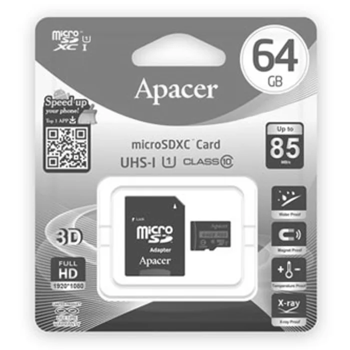 Hlavný obrázok produktu Apacer paměťová karta Secure Digital, 64GB, micro SDXC, AP64GMCSX10U5-R, UHS-I U1 (Class