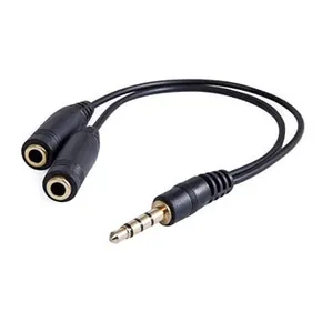 Audio Redukcia, Jack, Jack (3,5 mm) M (4-pólový)-Jack (3,5mm) 2x F, 0.2, stereo, čierna, Logo