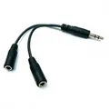 Audio Rozdvojka, Jack (3,5mm) M-Jack (3,5mm) 2x F, 0.2, stereo, čierna, Logo, s káblikom