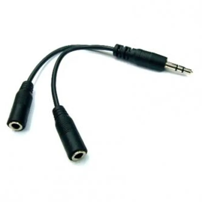 Hlavný obrázok produktu Audio Rozdvojka, Jack (3,5mm) M-Jack (3,5mm) 2x F, 0.2, stereo, černá, Logo, s kablíkem