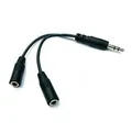 Audio Rozdvojka, Jack (3,5 mm) M-Jack (3,5 mm) 2x F, 0.2, stereo, čierna, s káblikom