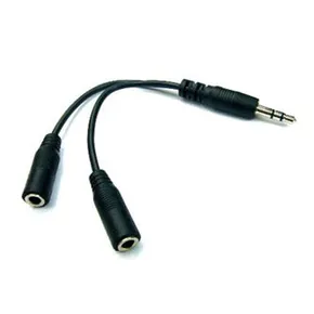 Audio Rozdvojka, Jack (3,5 mm) M-Jack (3,5 mm) 2x F, 0.2, stereo, čierna, s káblikom