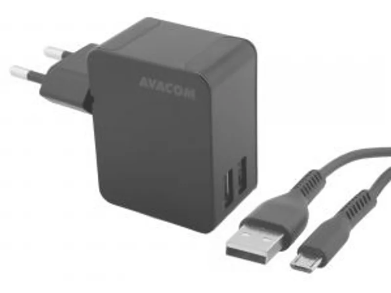 Hlavný obrázok produktu Avacom, síťová nabíječka, HomeNOW, 100-240V, 5V, 3400mA, se dvěma výstupy, micro USB kabe
