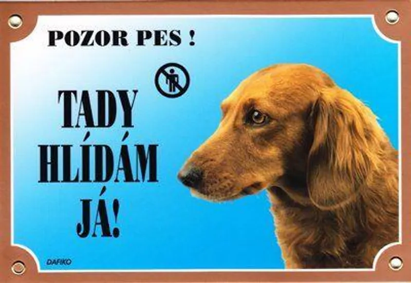 Hlavný obrázok produktu Barevná cedulka Pozor pes, Jezevčík dlouhosrstý