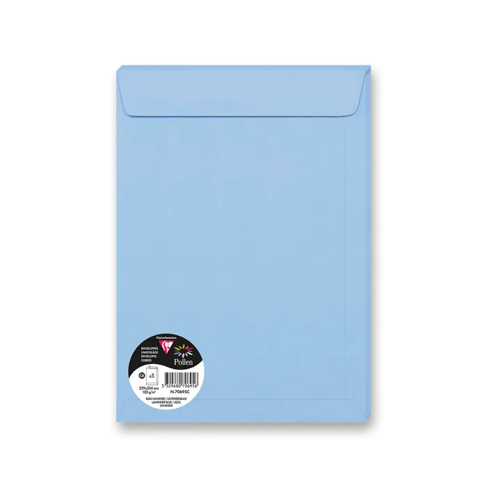 Hlavný obrázok produktu Barevná obálka Clairefontaine, C4 229 x 324 mm, levandulová, 5 ks