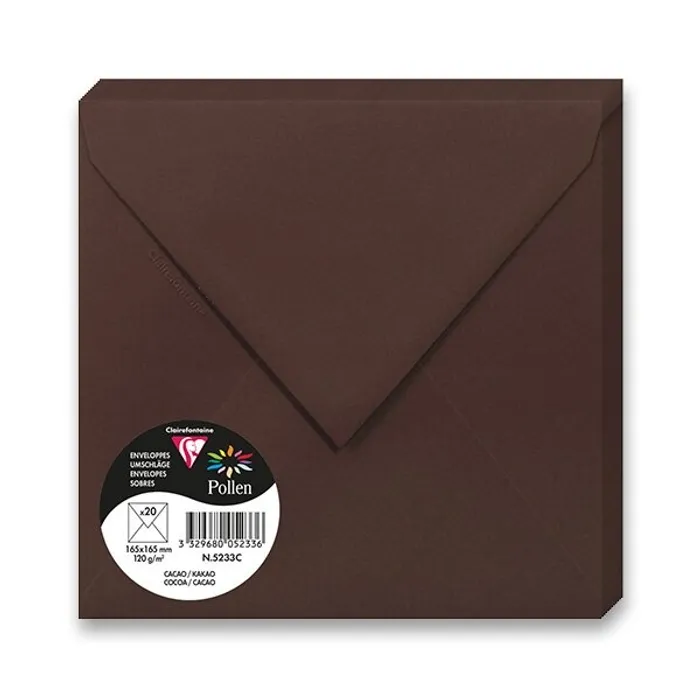 Hlavný obrázok produktu Barevná obálka Clairefontaine hnědá, 165 × 165 mm [20ks]
