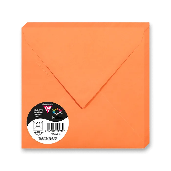 Hlavný obrázok produktu Barevná obálka Clairefontaine oranžová, 165 × 165 mm [20ks]