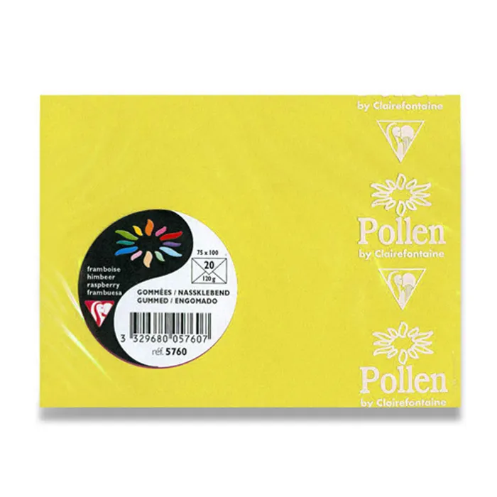 Hlavný obrázok produktu Barevná obálka Clairefontaine žlutá, 75 x 100 mm [20 ks]