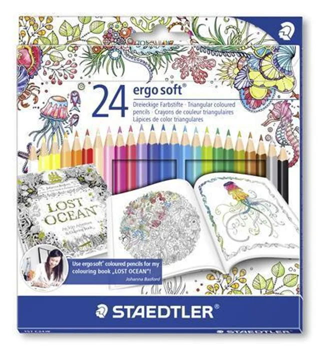 Hlavný obrázok produktu Barevné pastelky "Ergo Soft", Johanna Basford lim. edice, sada, trojhranná, STAEDTLER