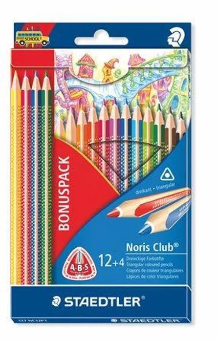 Hlavný obrázok produktu Barevné pastelky "Noris Club", 12+4 barev, trojhranná, STAEDTLER