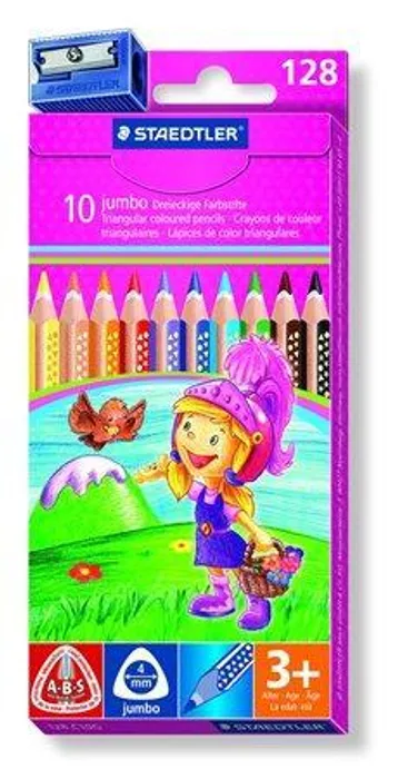 Hlavný obrázok produktu Barevné pastelky "Noris Club Jumbo", 10 barev, sada, trojhranné, pro holky, STAEDTLER