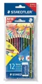 Farbičky "Noris Colour", 12 farieb, hranaté, + ceruzka + guma, STAEDTLER