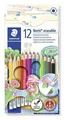 Farebné pastelky s gumou "Noris Club", 12 farieb, sada, šesťhranné, STAEDTLER