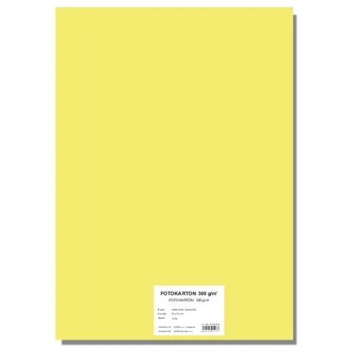 Hlavný obrázok produktu Barevný karton EXTRA 300g A4 světle žlutý [10 listů]