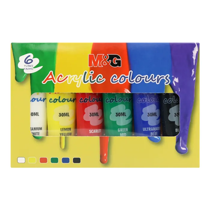 Hlavný obrázok produktu Barvy akrylové M&G 30 ml - sada 6 ks