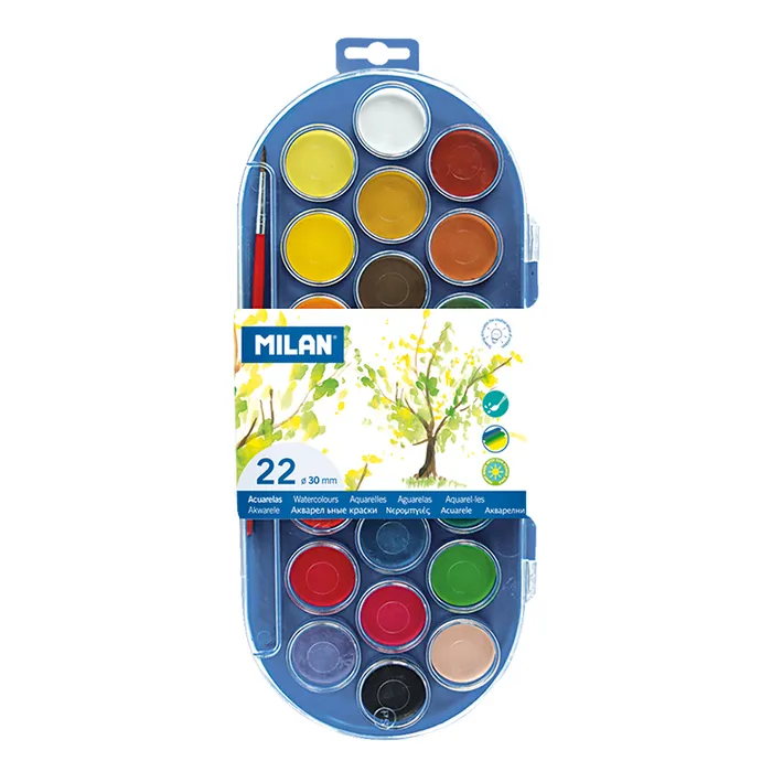 Hlavný obrázok produktu Barvy vodové MILAN - 22 barev, 30mm