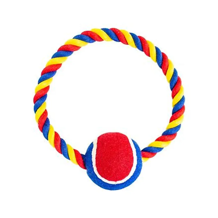 Hlavný obrázok produktu Bavlněný kruh HipHop s tenisákem 6 cm, 18 cm / 140 g červená, modrá, bílá