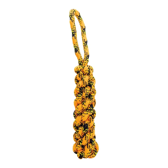 Hlavný obrázok produktu Bavlněný uzlovaný pešek HipHop ROPE 33 cm, neon oranžová, černá, žlutá